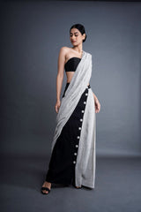Striped Button Saree