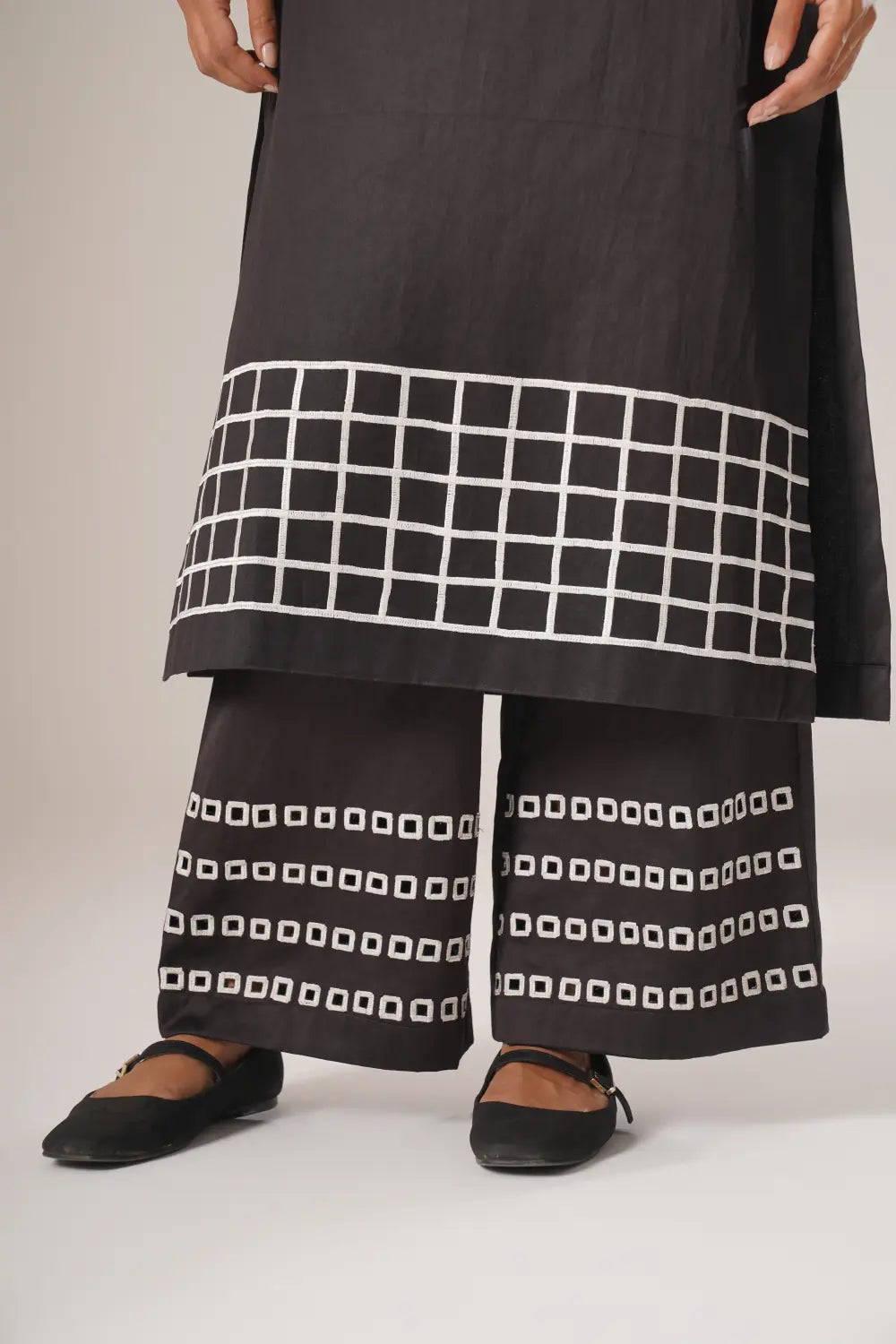 ATBW - TOSOTW Grid Ground Kurta + Pixel Line Pants + Petal Grid Jacket