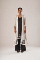 ATBW - TOSOTW Noir Flora Kurta + Noir Trousers + Lattice Light Overlay