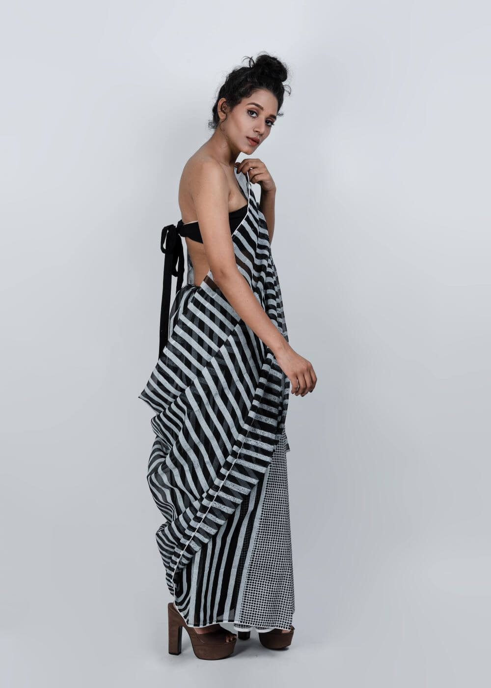 ATBW - Black Geometric Pattern Saree