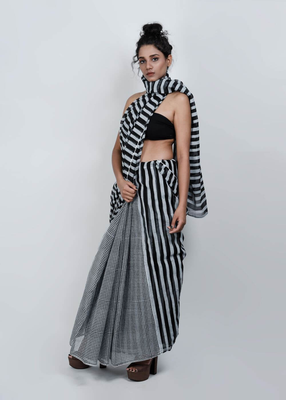 ATBW - Black Geometric Pattern Saree