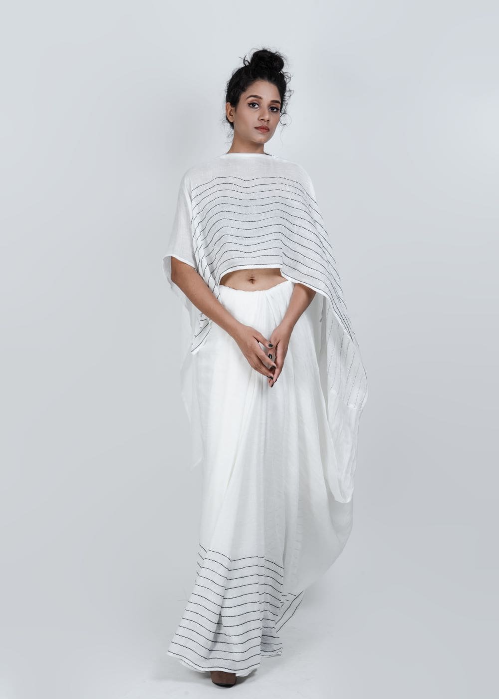 ATBW - White Zipper Saree