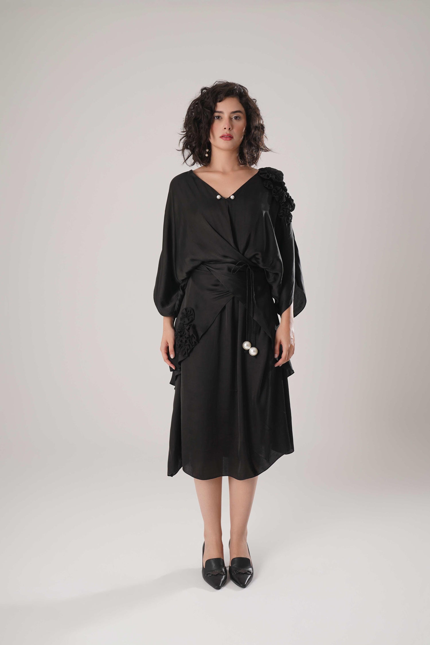 ATBW - FLOW Black Kaftan Tie Up Dress