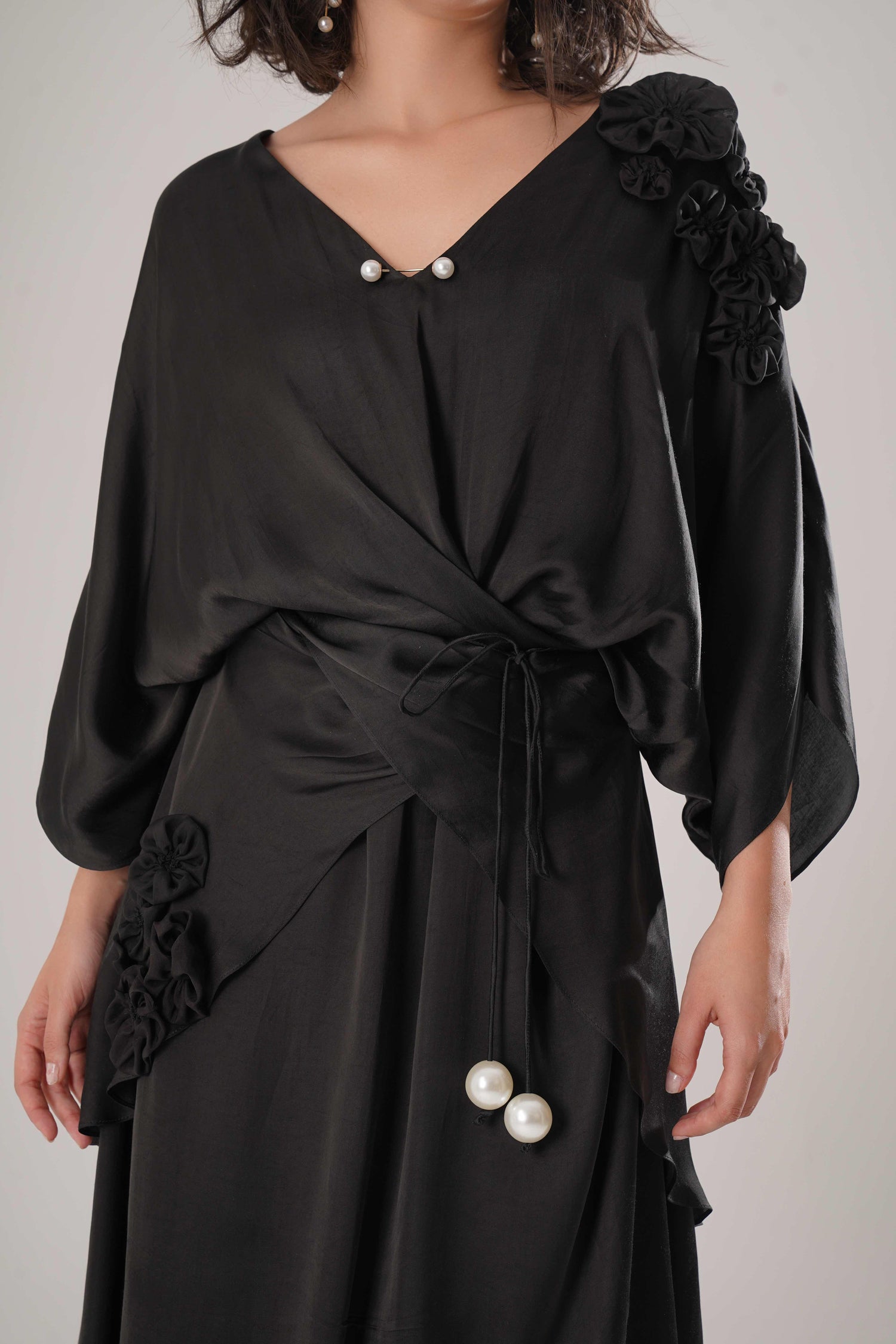 ATBW - FLOW Black Kaftan Tie Up Dress