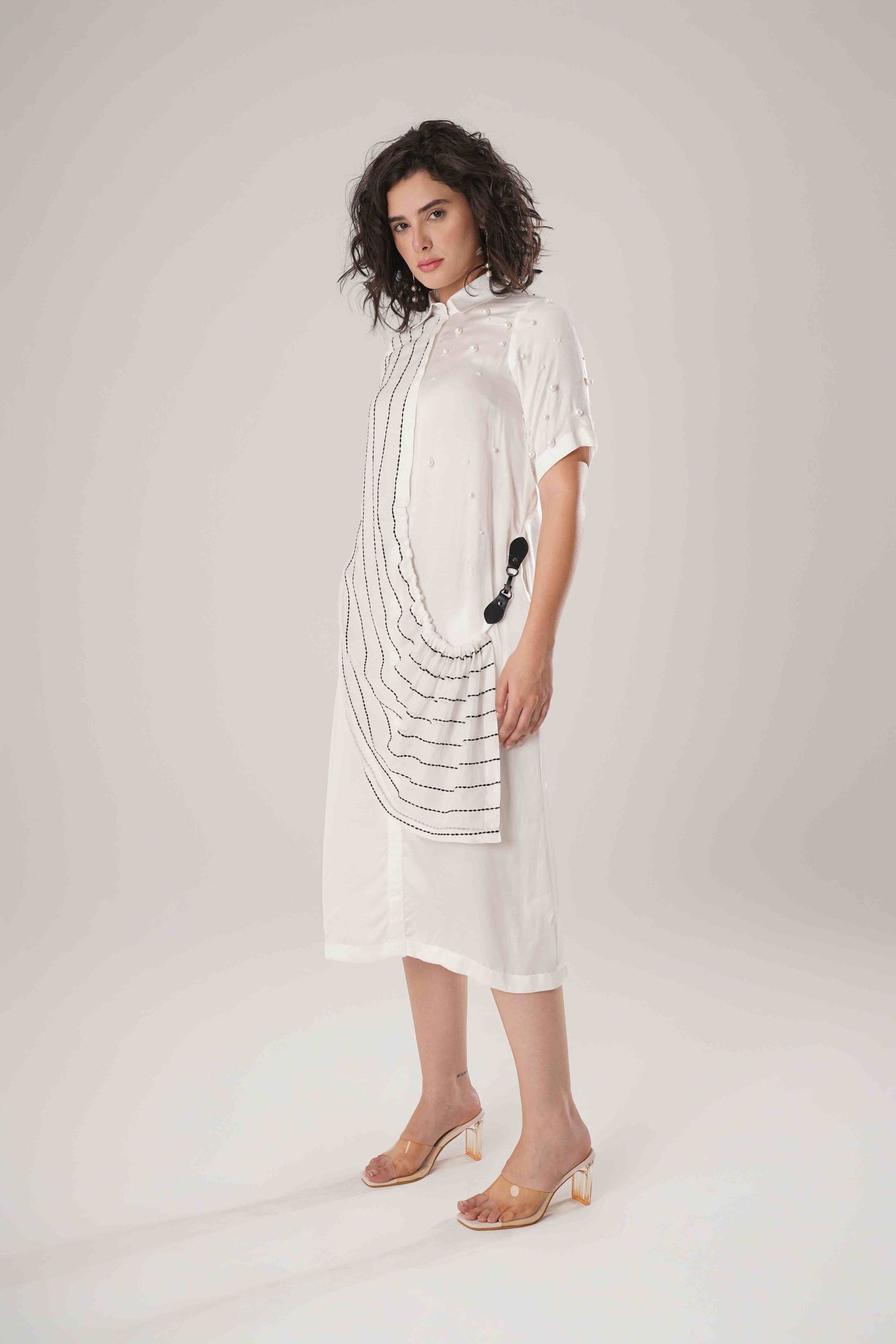 ATBW - FLOW White Buckle Wrap Dress