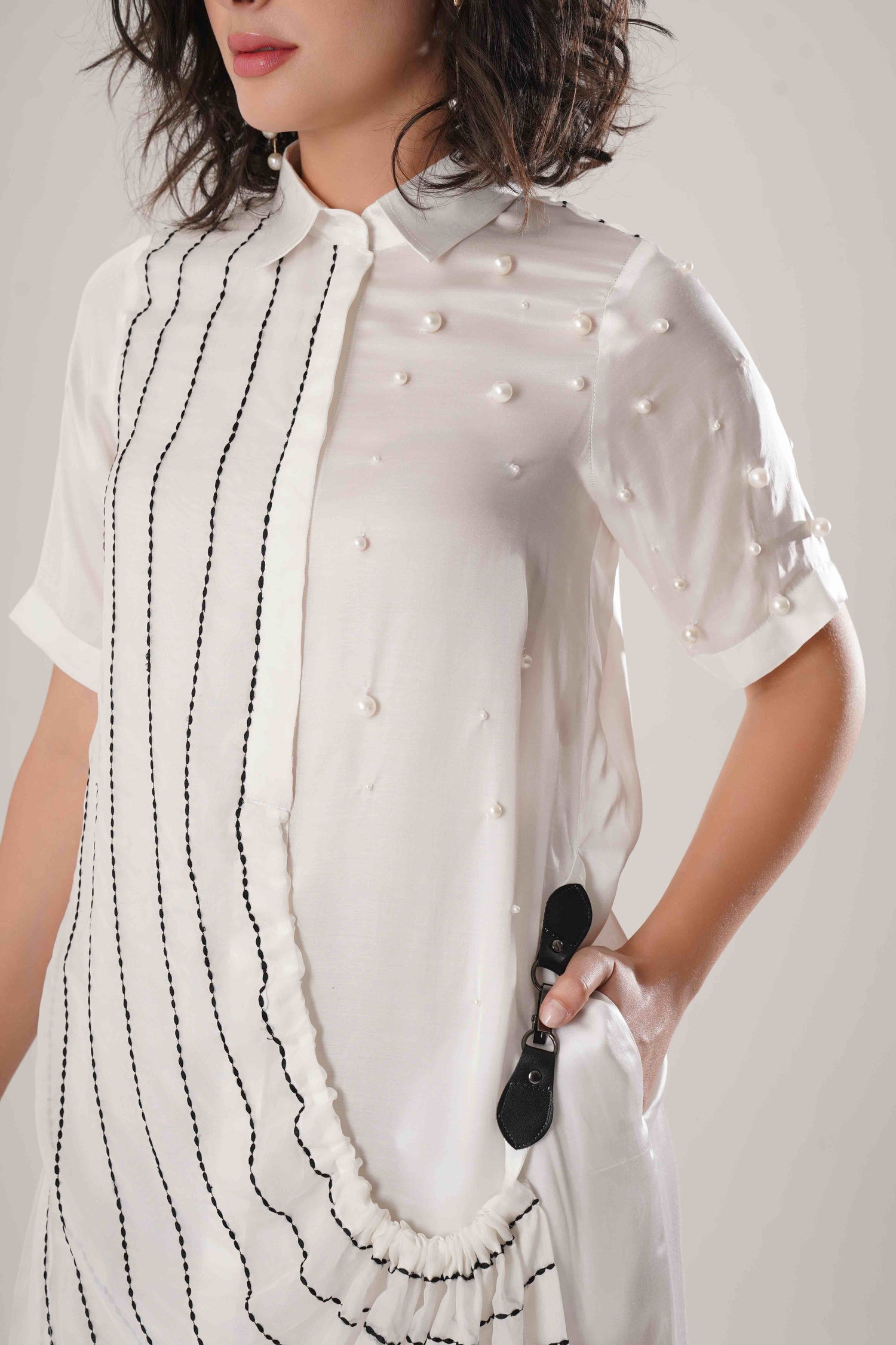 ATBW - FLOW White Buckle Wrap Dress