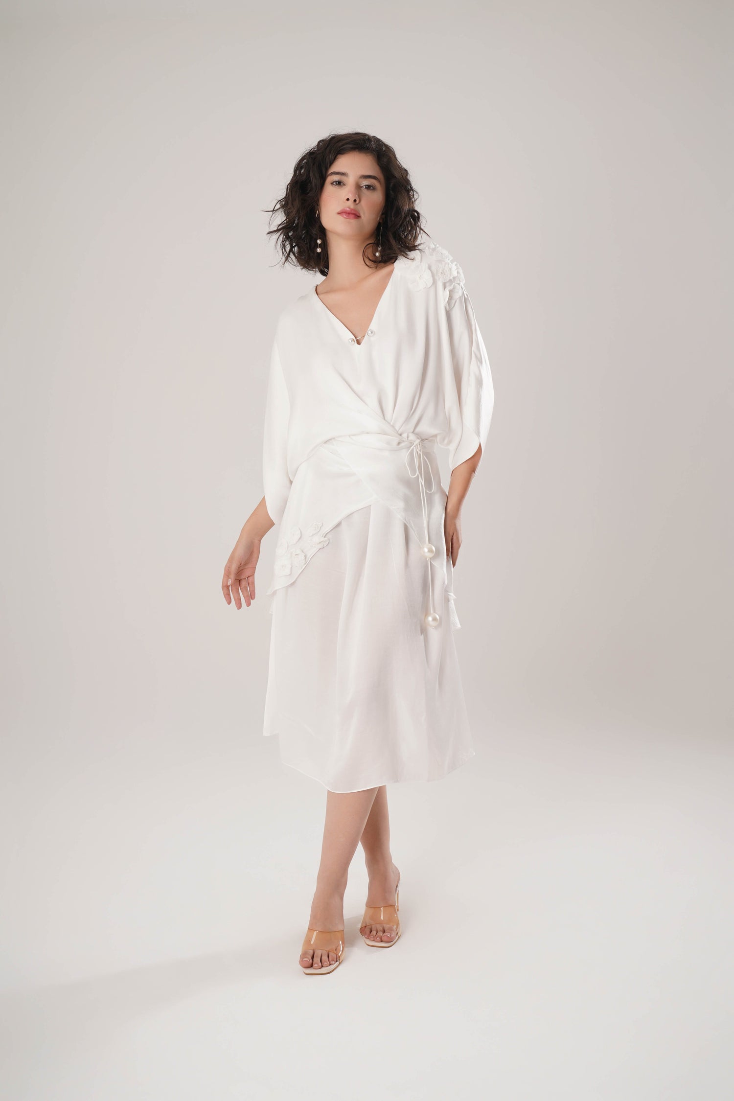 ATBW - FLOW White Kaftan Tie Up Dress