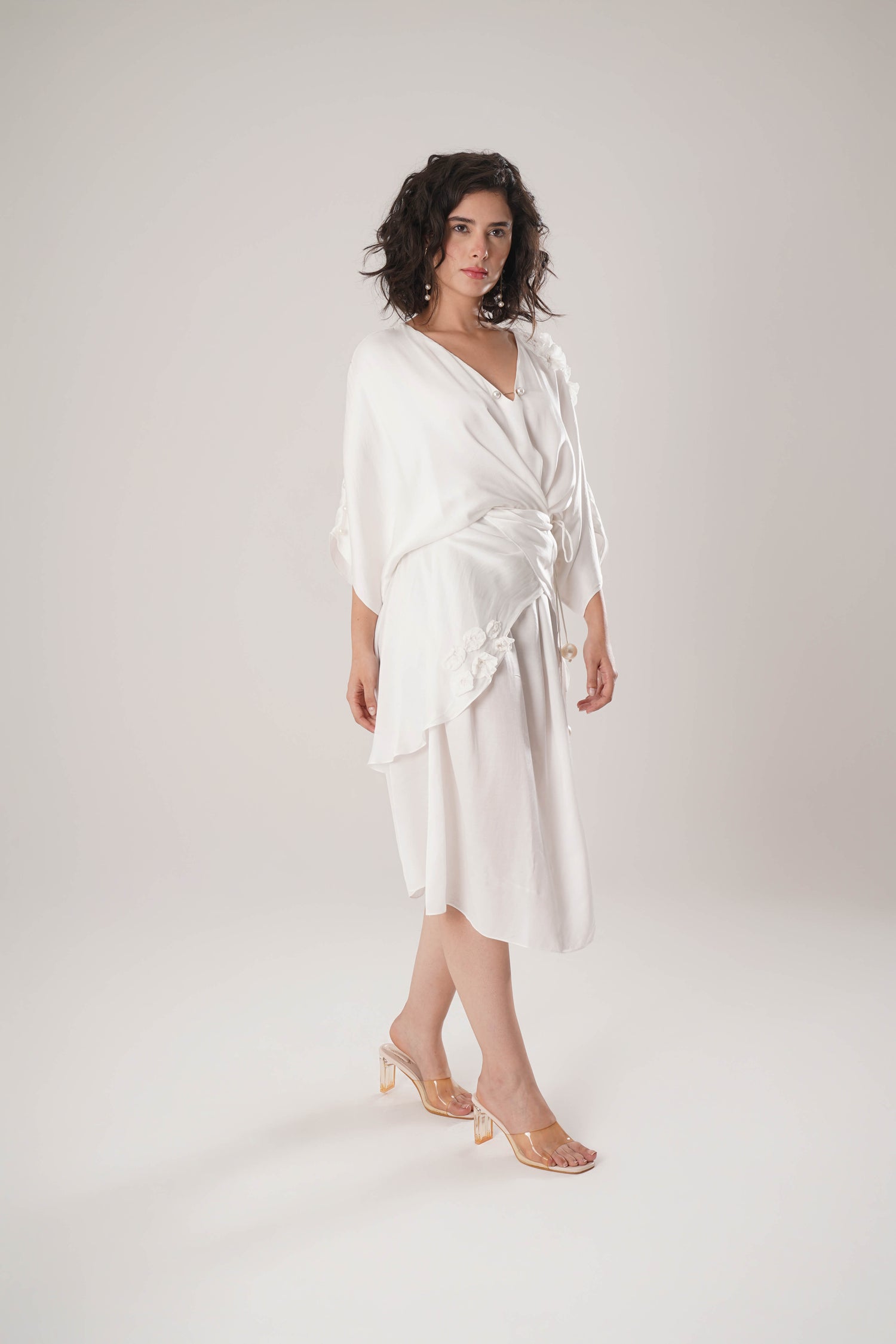 ATBW - FLOW White Kaftan Tie Up Dress