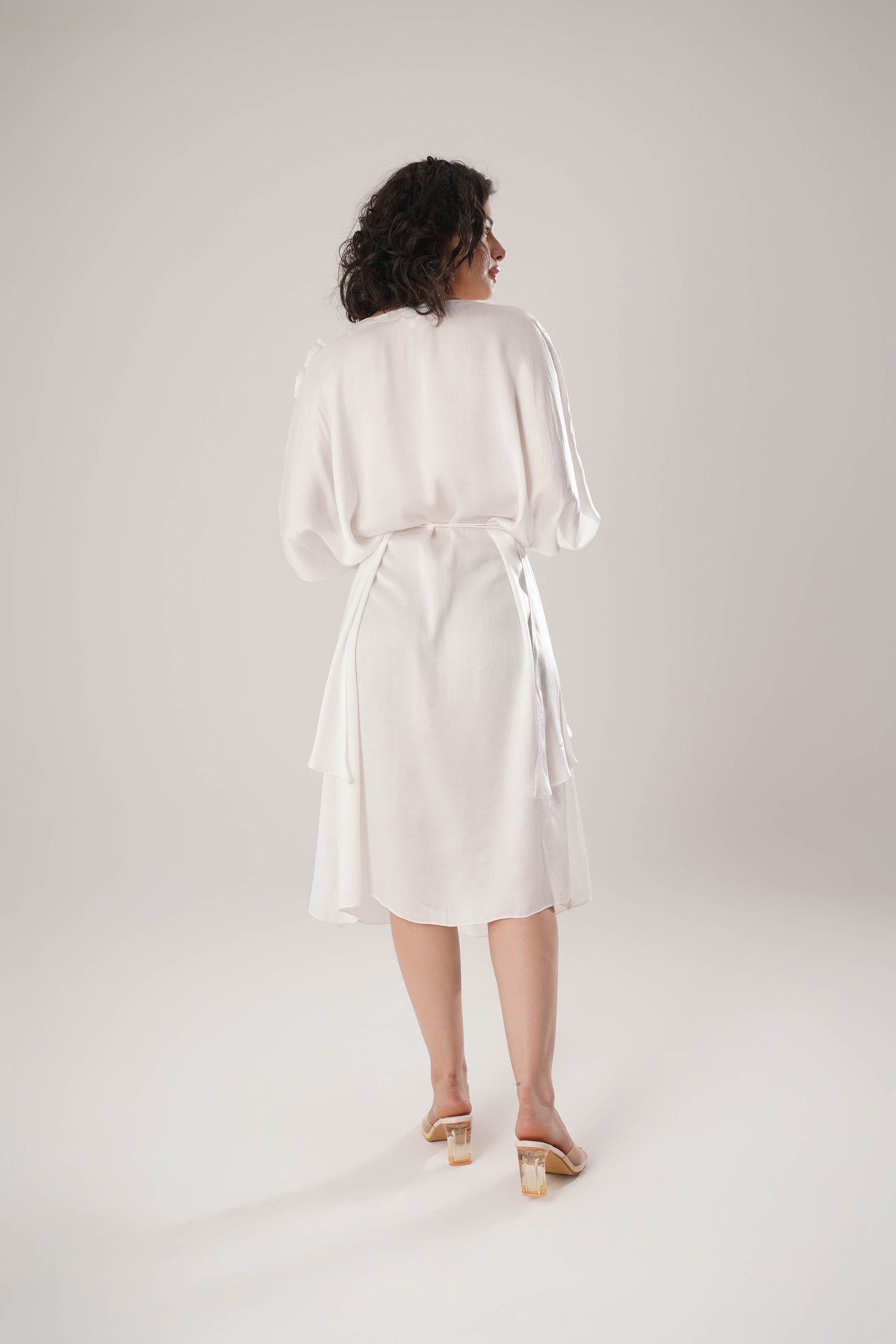 ATBW - FLOW White Kaftan Tie Up Dress