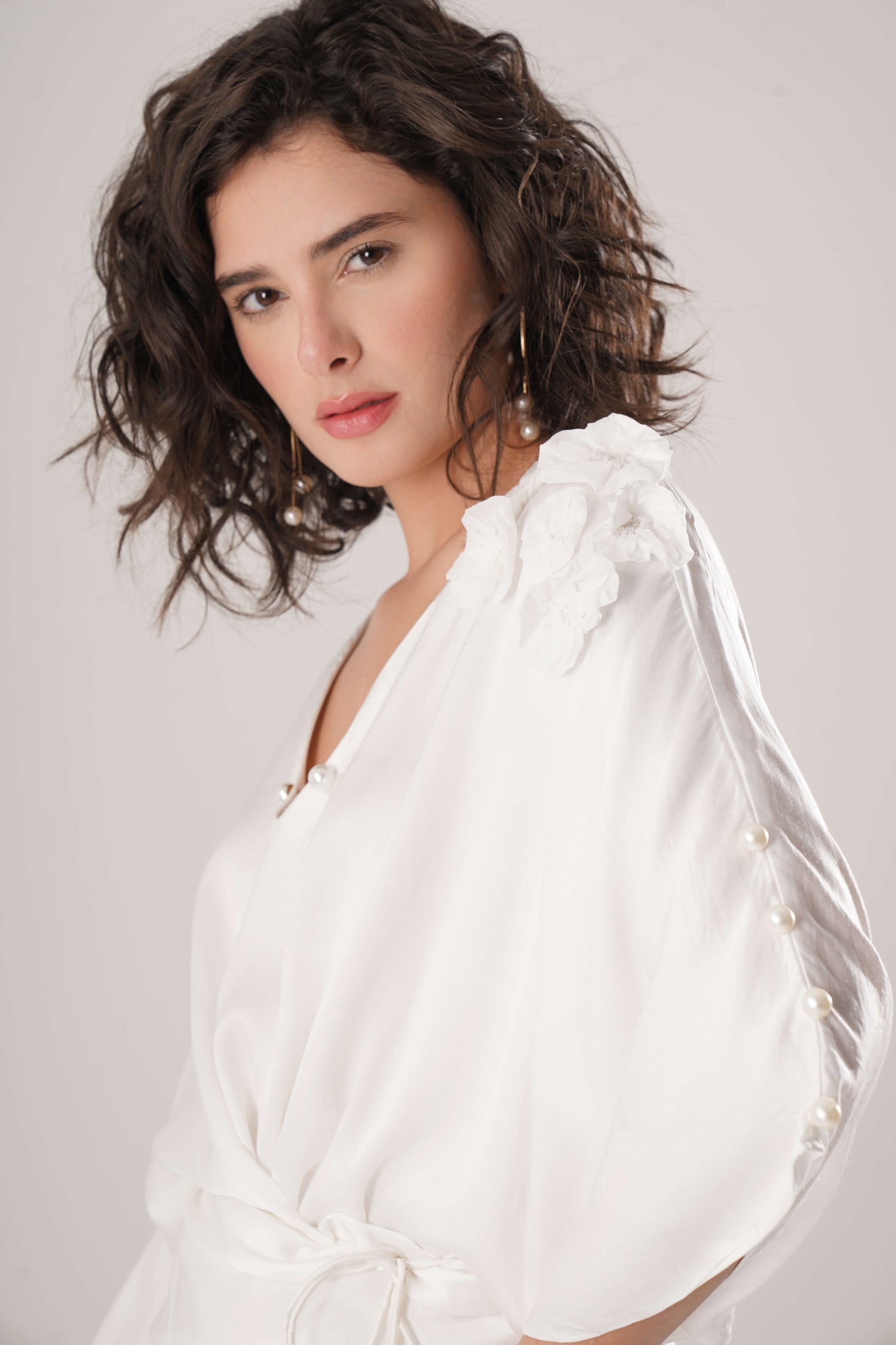 ATBW - FLOW White Kaftan Tie Up Dress