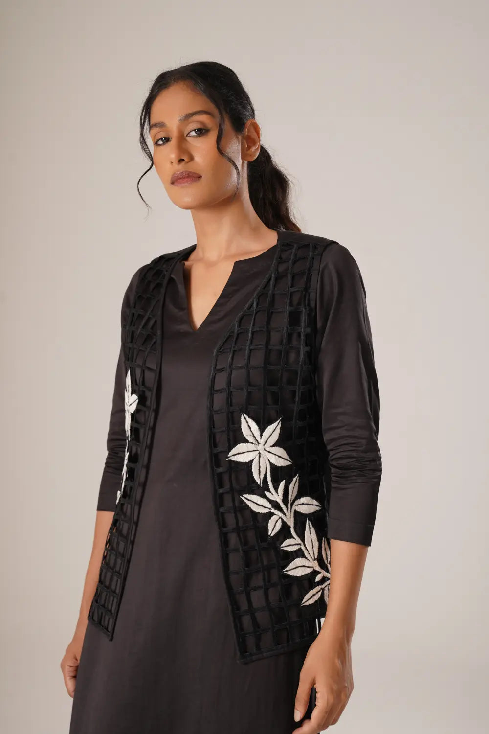 ATBW - TOSOTW Grid Ground Kurta + Pixel Line Pants + Petal Grid Jacket