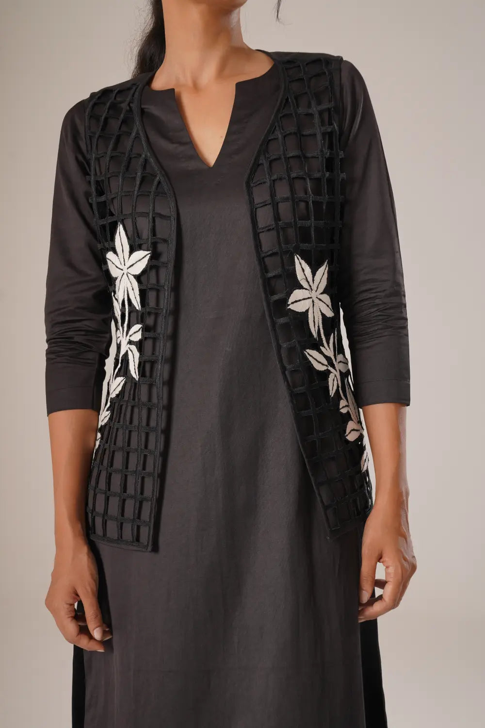 ATBW - TOSOTW Grid Ground Kurta + Pixel Line Pants + Petal Grid Jacket