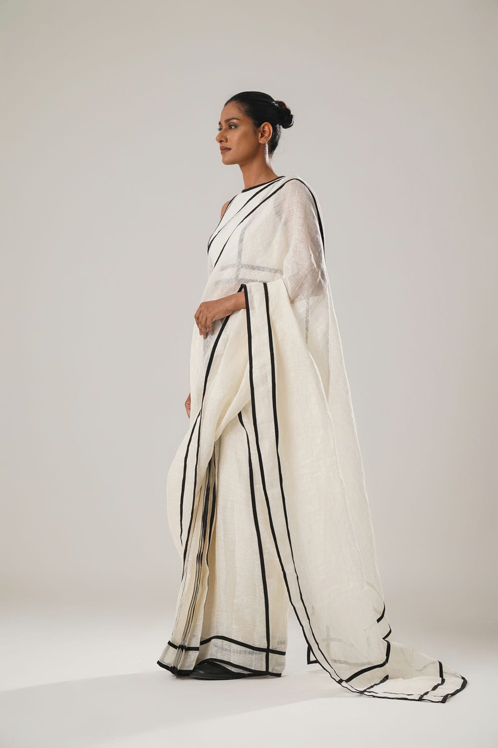 ATBW - Vintage Stripes Saree (White)