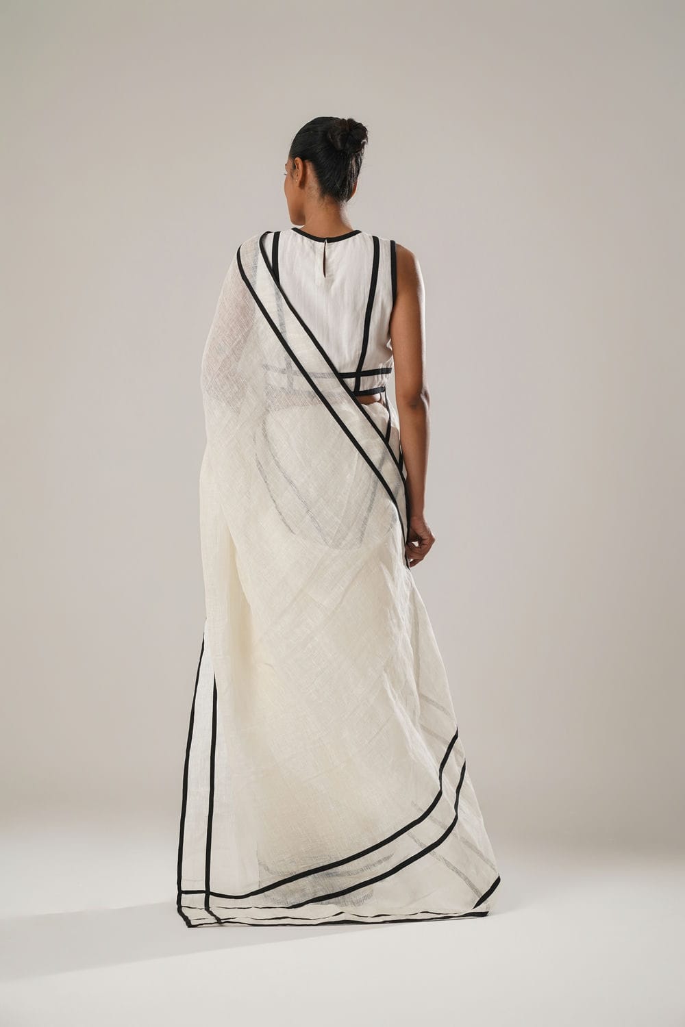 ATBW - Vintage Stripes Saree (White)