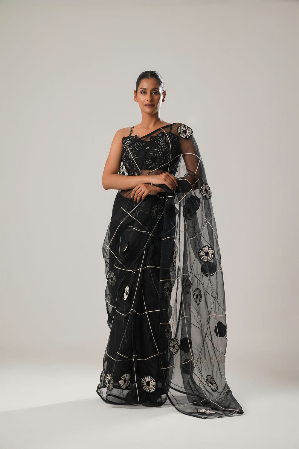 ATBW - MJ Black Floral Saree