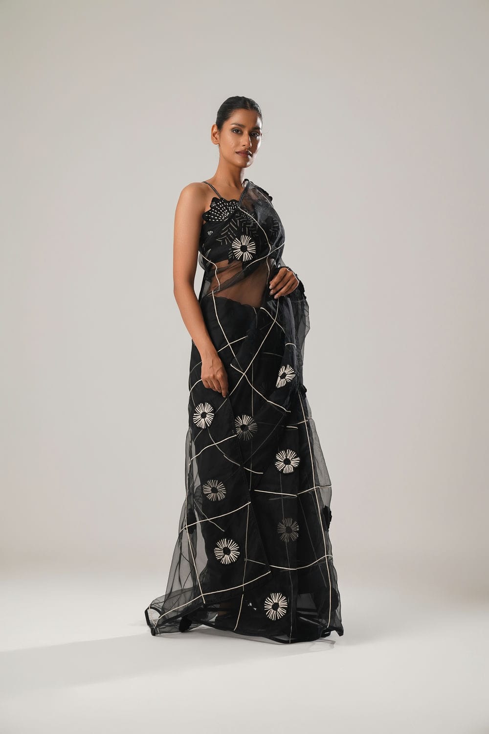 ATBW - MJ Black Floral Saree