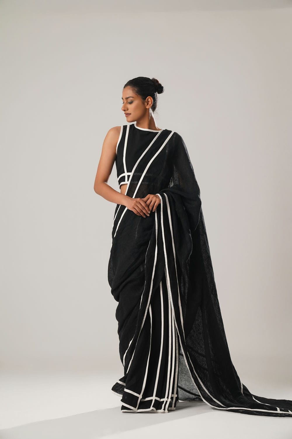 ATBW - Vintage Stripes Saree (Black)