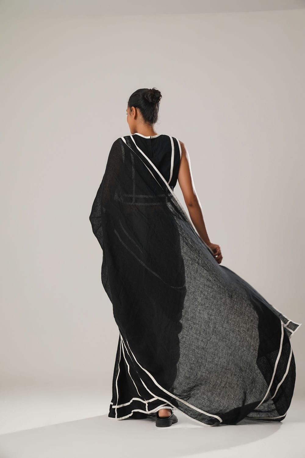 ATBW - Vintage Stripes Saree (Black)