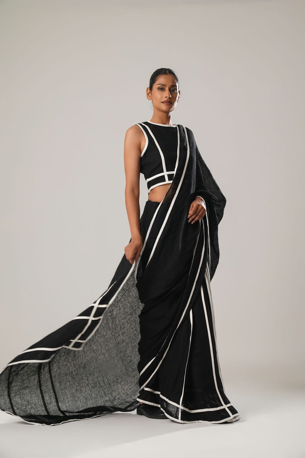 ATBW - Vintage Stripes Saree (Black)