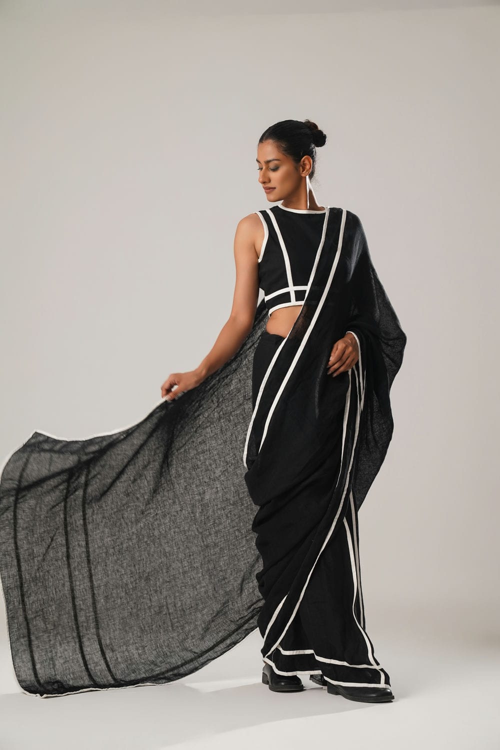 ATBW - Vintage Stripes Saree (Black)