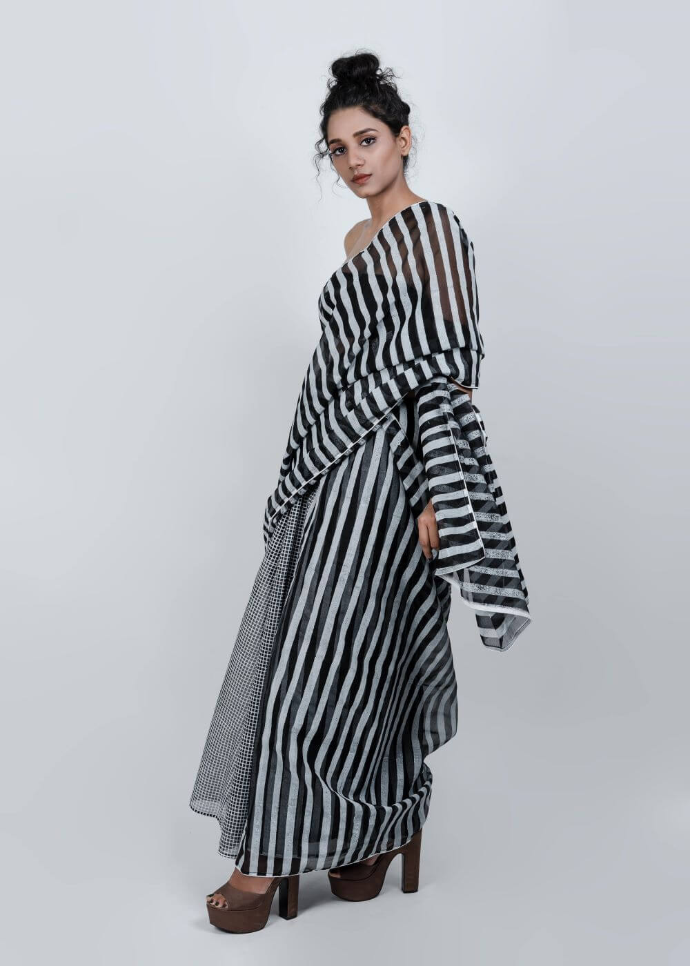 ATBW - Black Geometric Pattern Saree