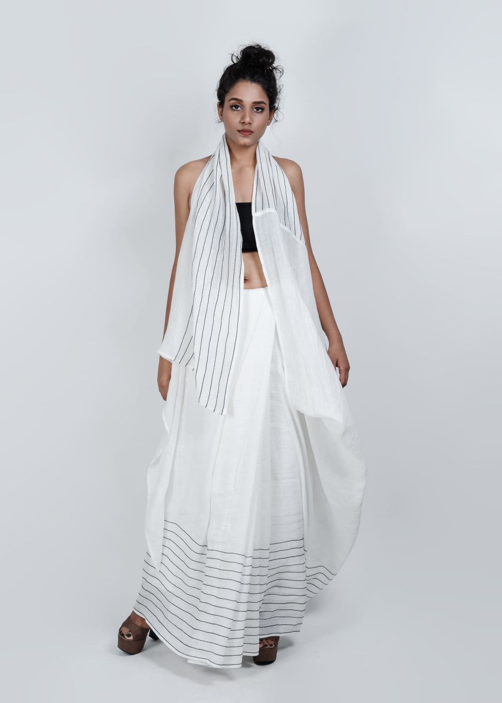 ATBW - White Zipper Saree