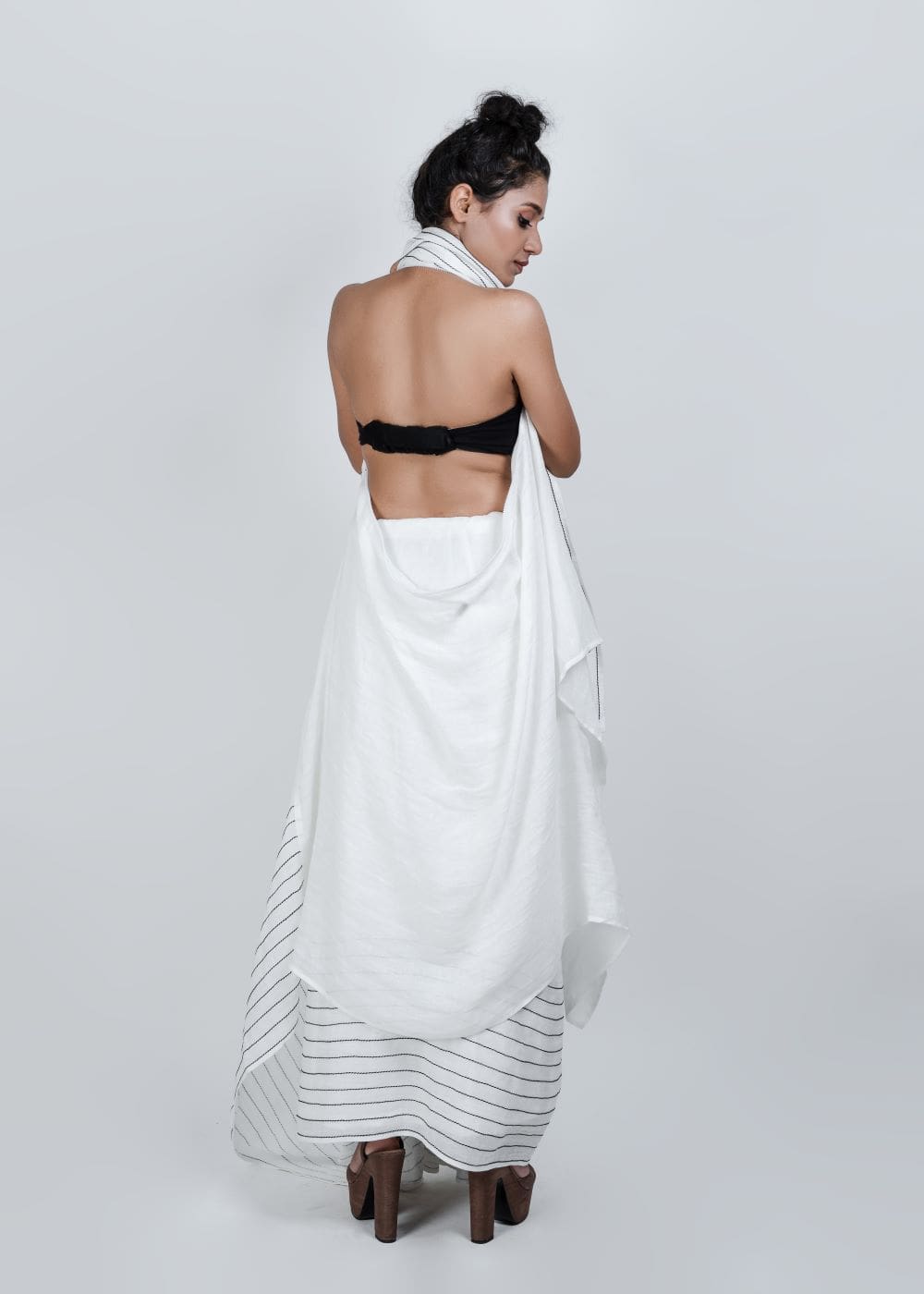 ATBW - White Zipper Saree