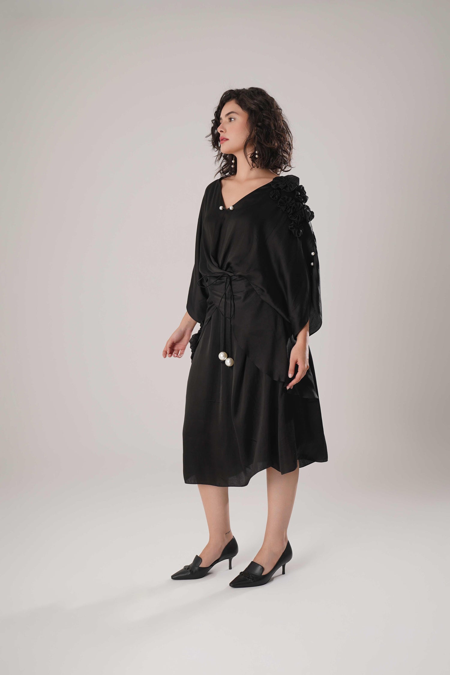 ATBW - FLOW Black Kaftan Tie Up Dress