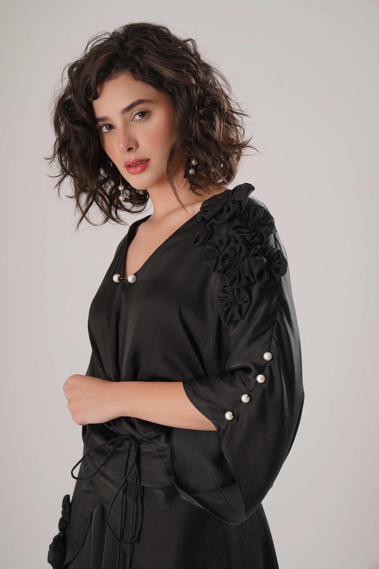 ATBW - FLOW Black Kaftan Tie Up Dress