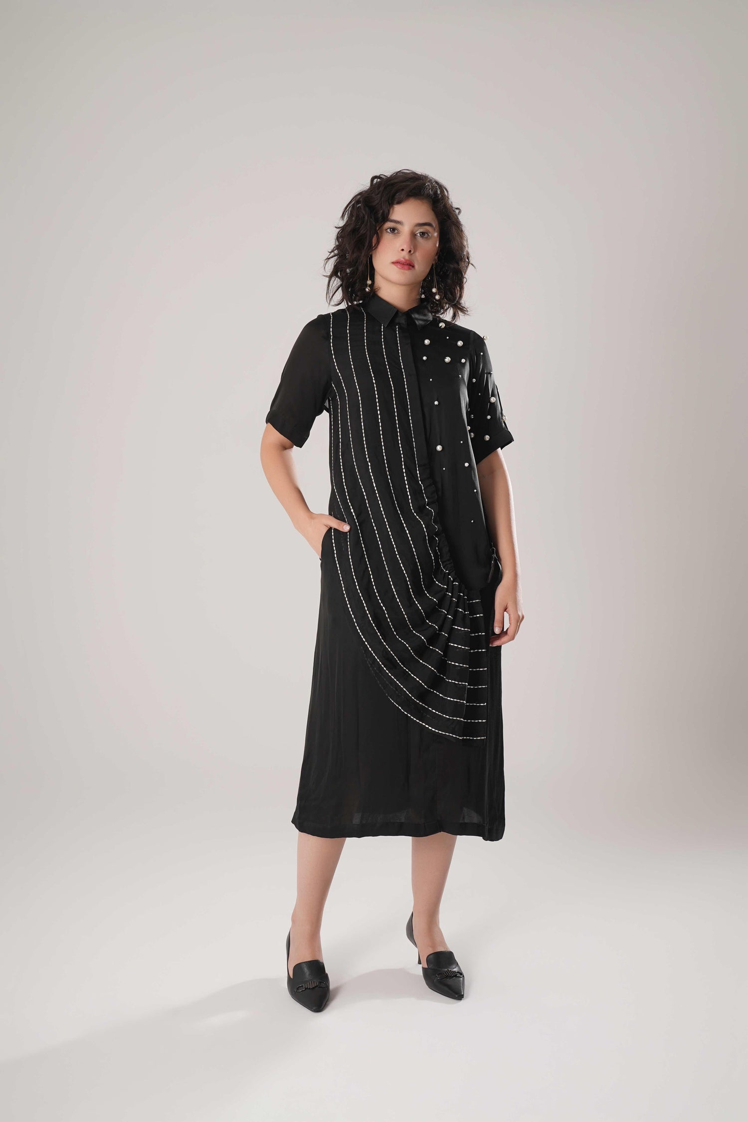 ATBW - FLOW Black Buckle Wrap Dress