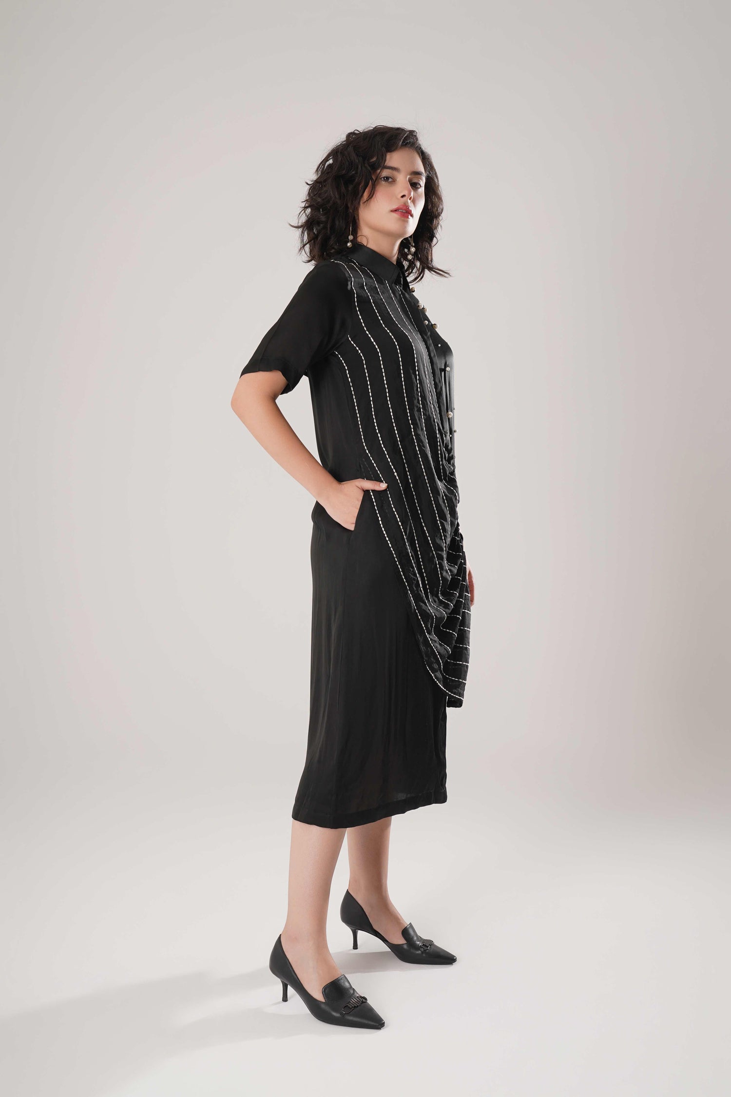 ATBW - FLOW Black Buckle Wrap Dress