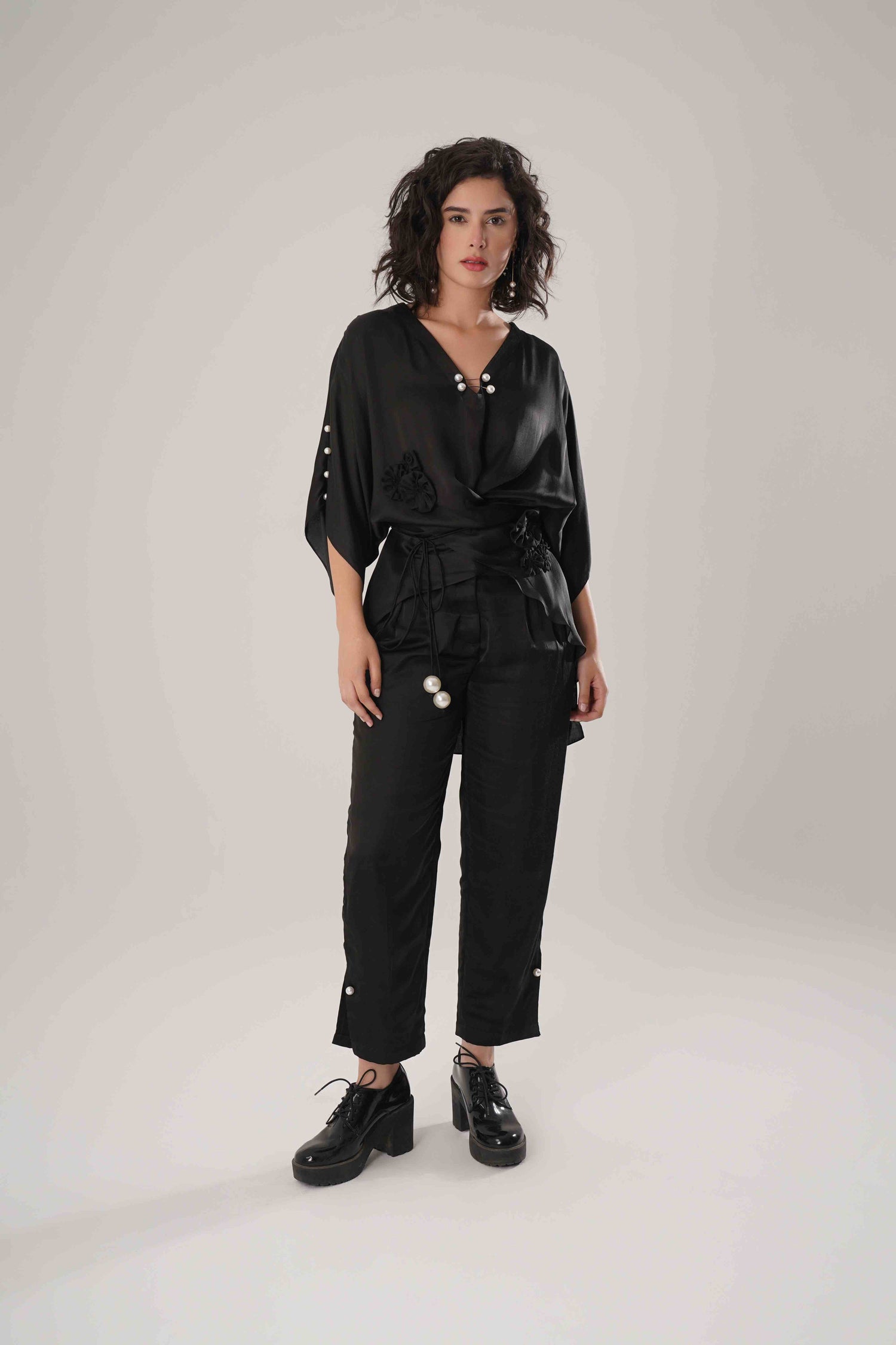 ATBW - FLOW Black Kaftan Tie Up Top