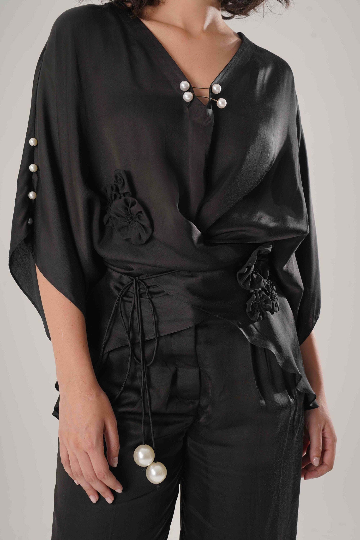 ATBW - FLOW Black Kaftan Tie Up Top