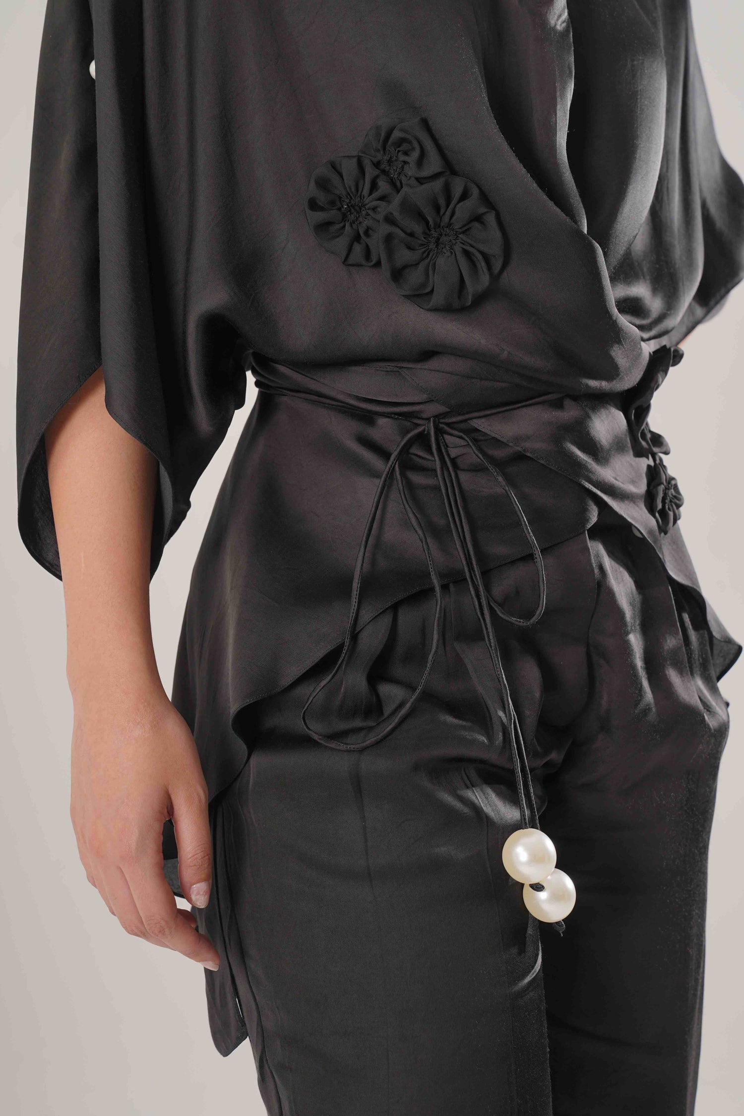 ATBW - FLOW Black Kaftan Tie Up Top