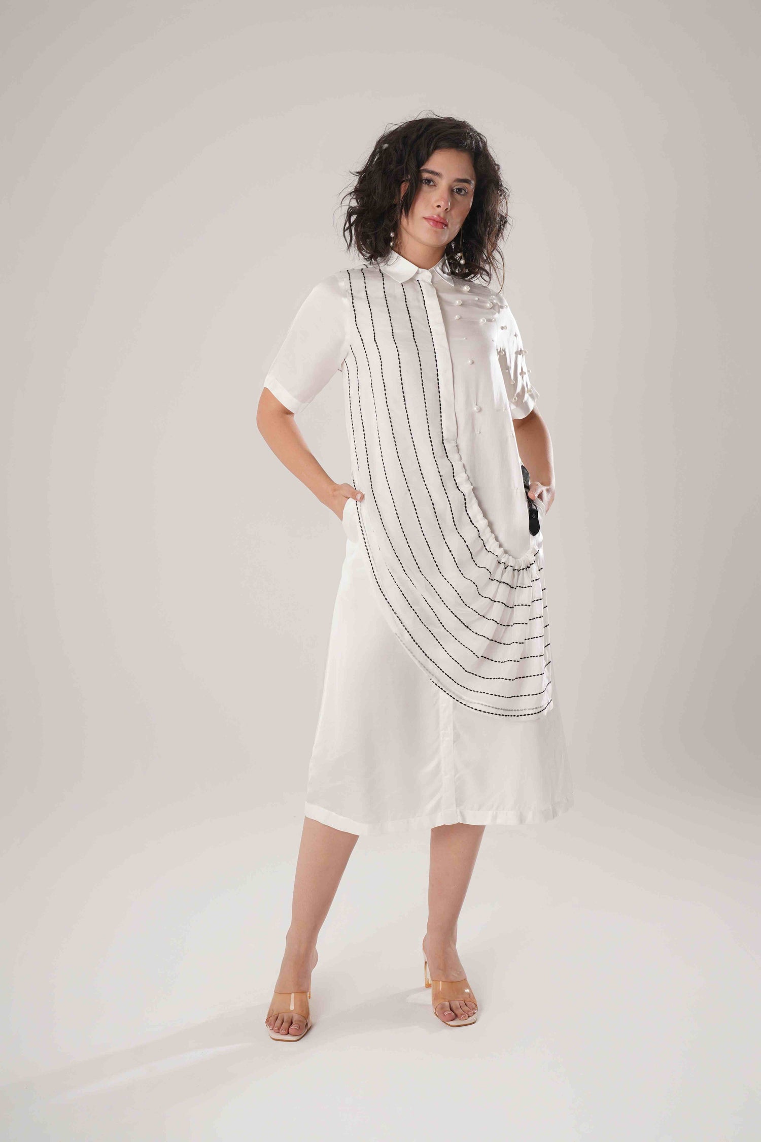 ATBW - FLOW White Buckle Wrap Dress