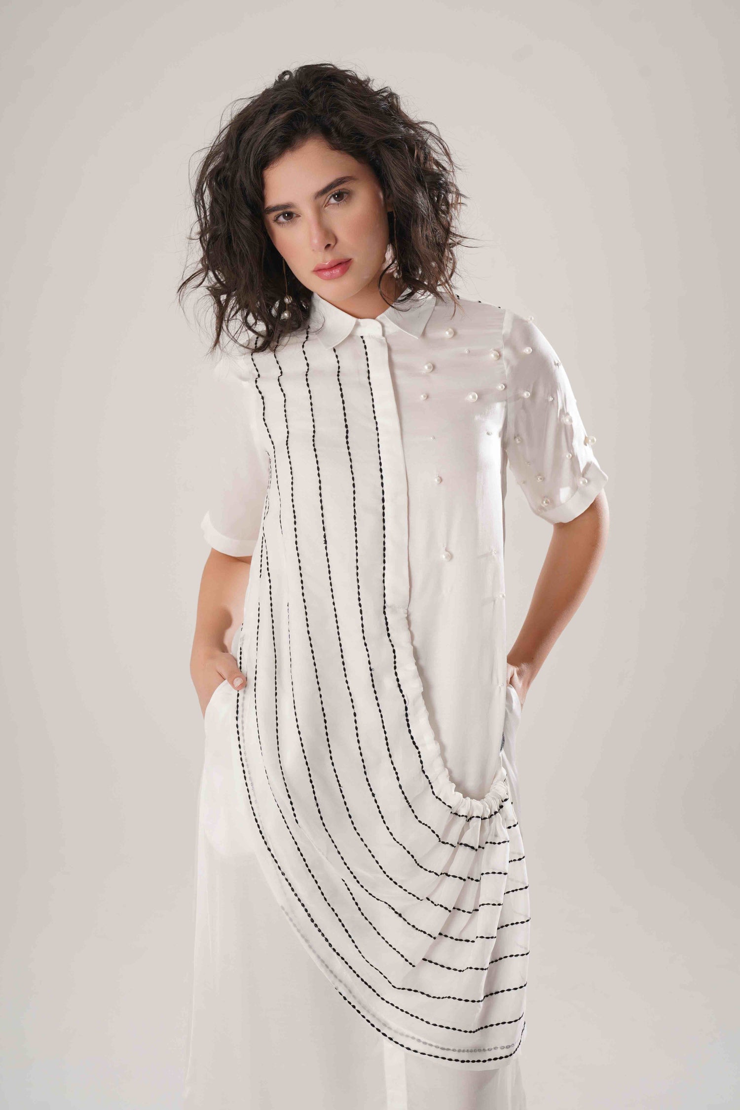 ATBW - FLOW White Buckle Wrap Dress