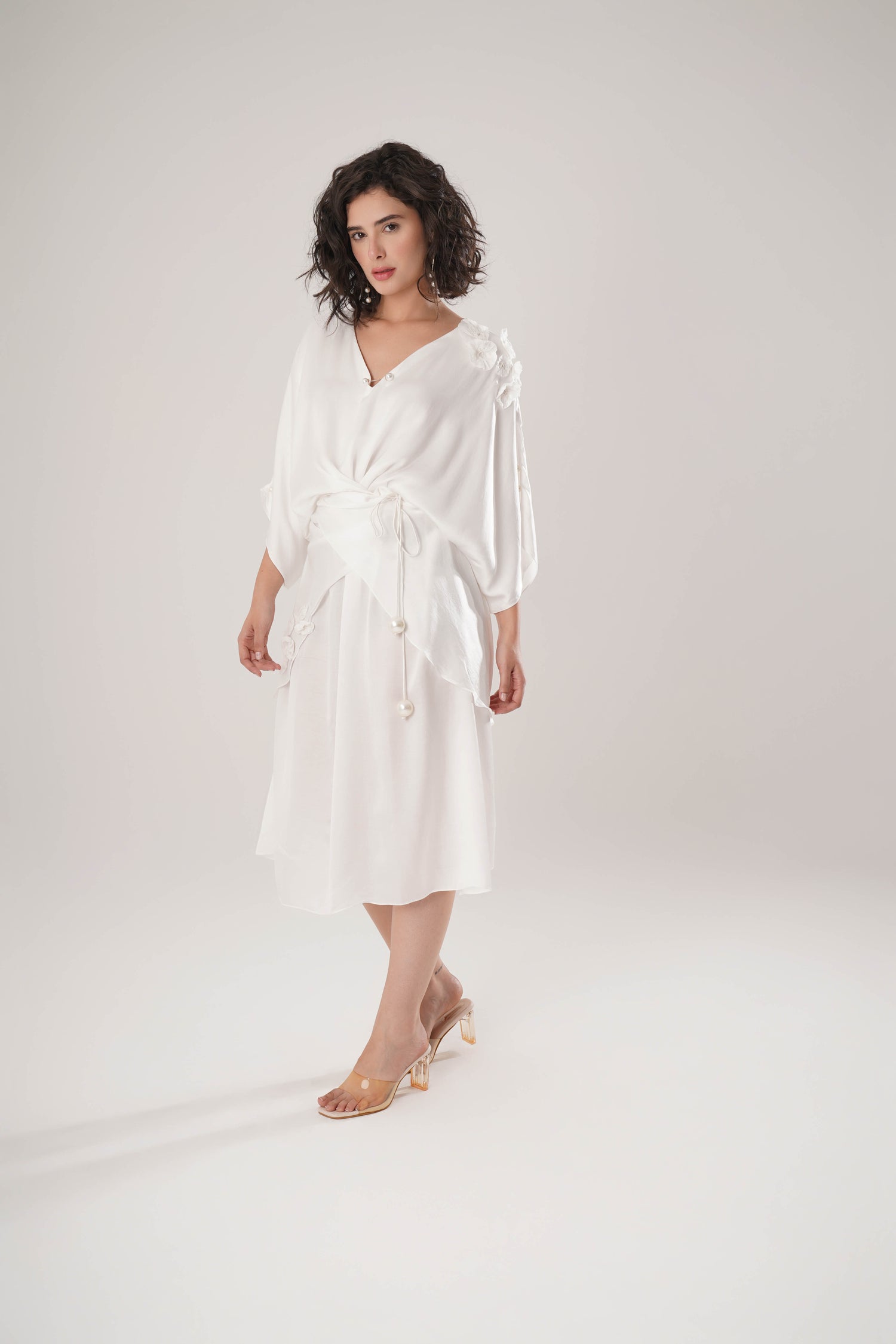 ATBW - FLOW White Kaftan Tie Up Dress