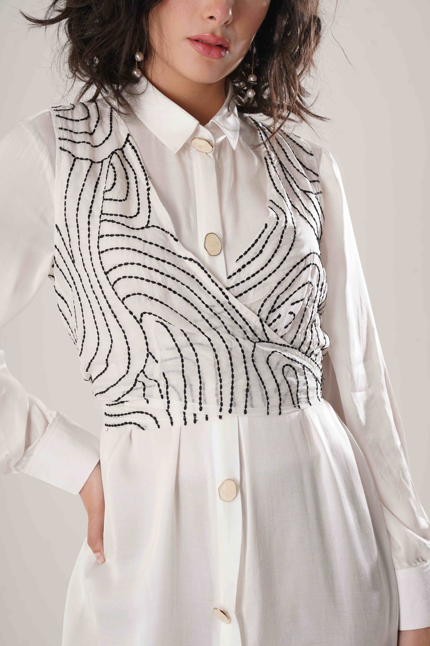 ATBW - FLOW White Long Shirt Set