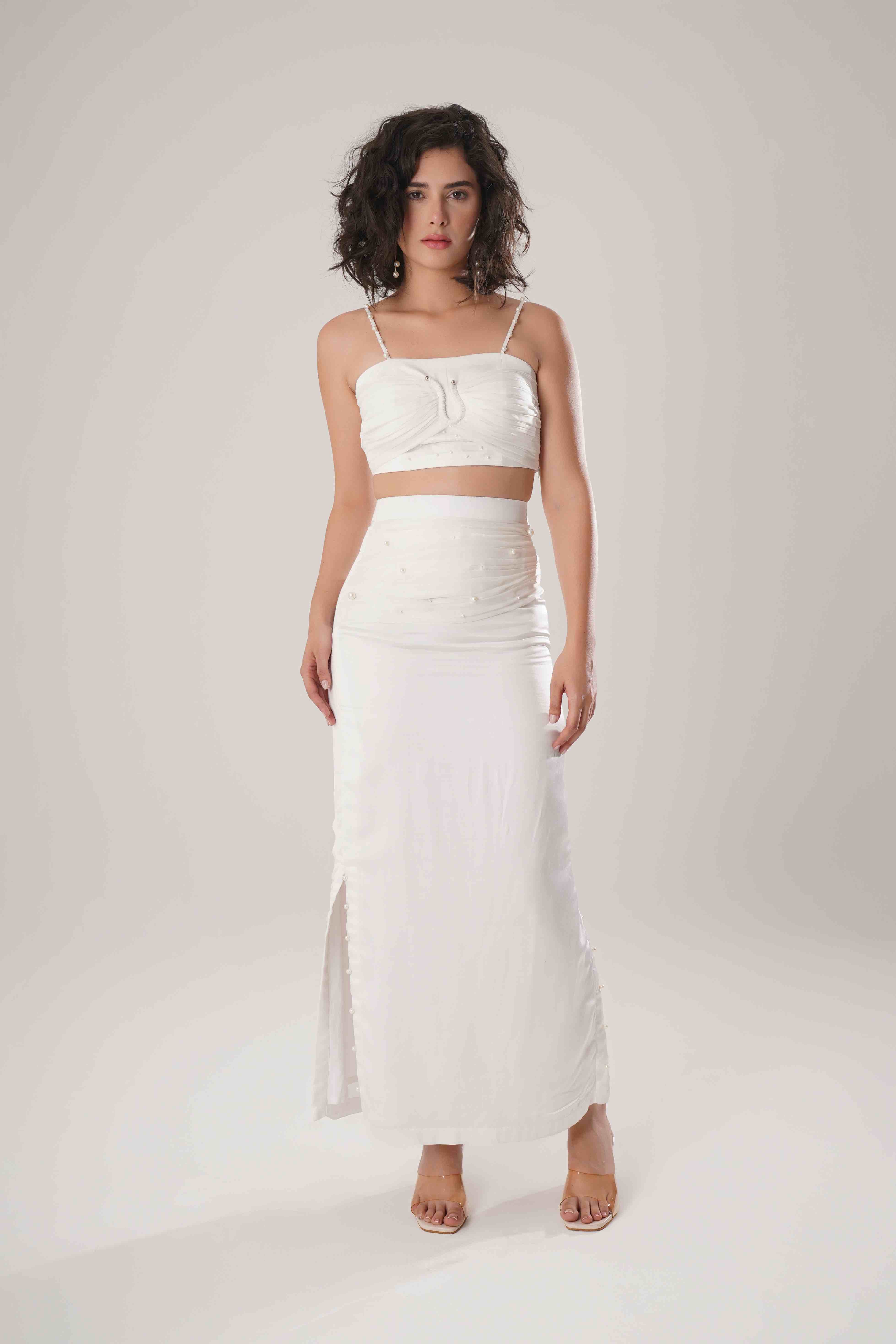 ATBW - FLOW White Trench + Long Skirt + White Bustier