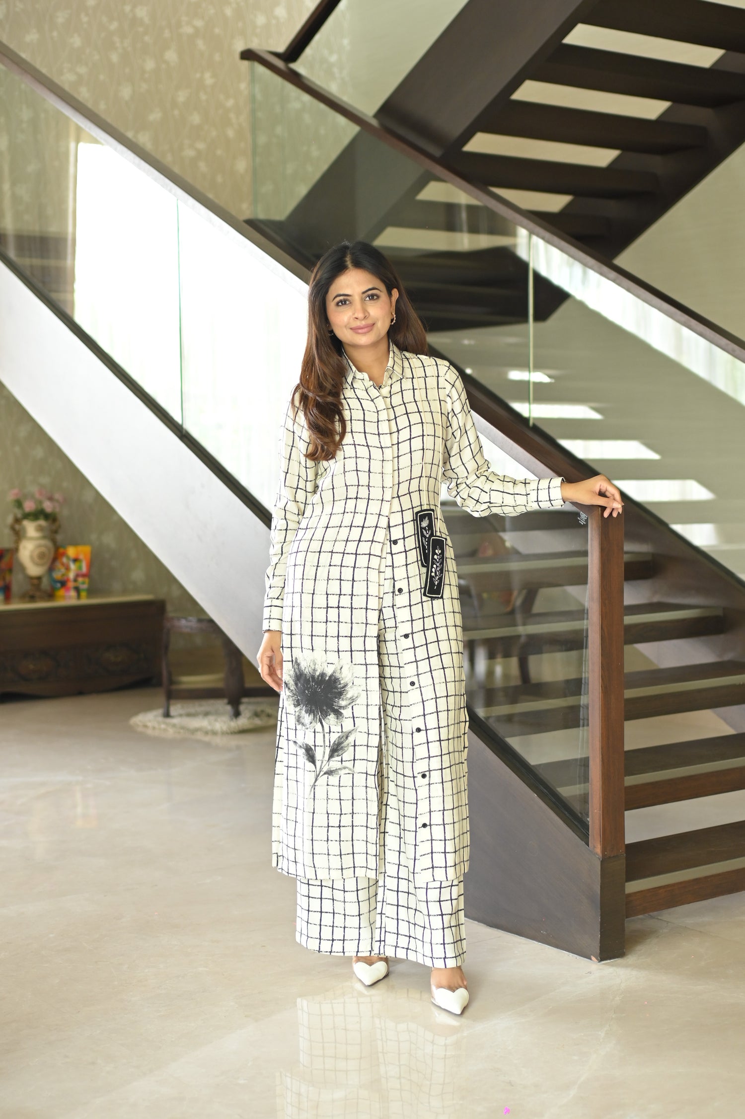 ATBW - AN Bookmark Grid Kurta with Grid Pants